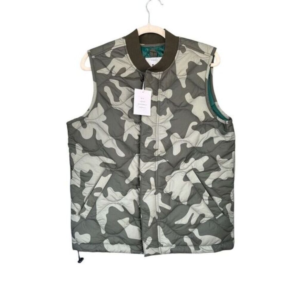 Free Assembly Quilted Vest Camo Print Bomber Collar Gorpcore Full Zip Puffer
